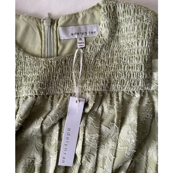 Adelyn Rae Jules Smocked Burnout Chiffon Minidress in Green Size XL - Picture 9 of 11